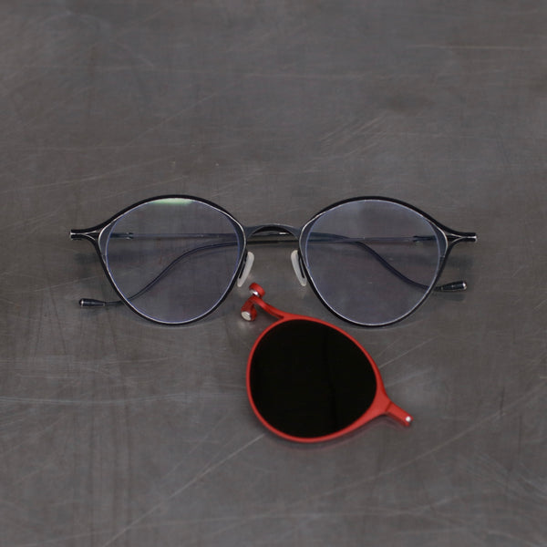Rigards RG1038 Series Collection Detachable Double-Layer Plain Sunglasses RG-RG1038ST-GKHKTMSH Retro Black Frame/Red Frame + Transparent Lens/Dark Gray Lens